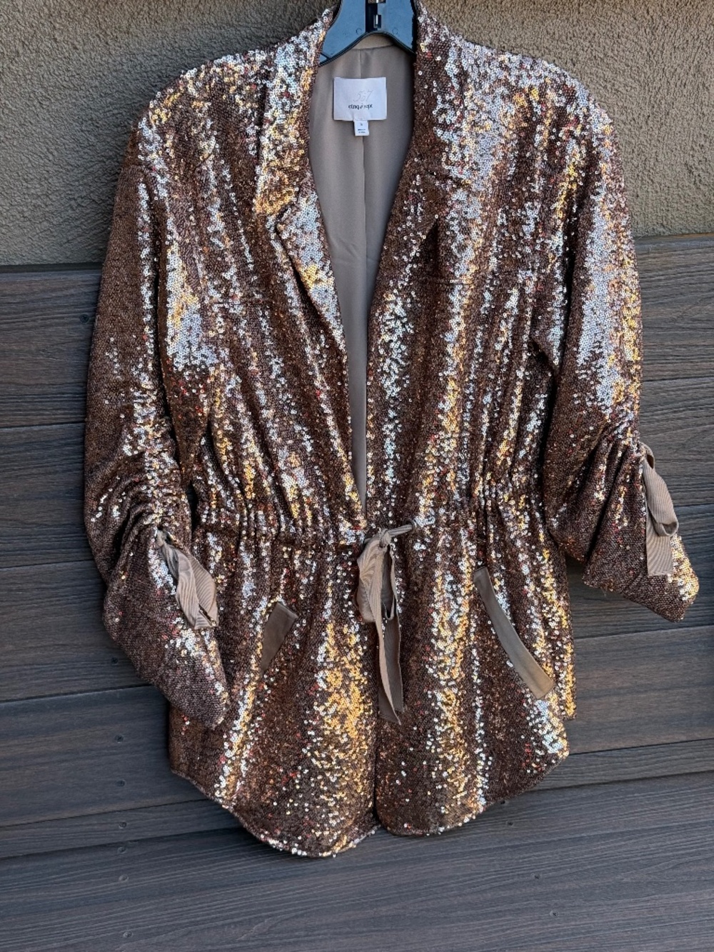 Cinq a Sept Taupe sequin Jacket size small